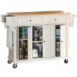 Crosley Furniture Natural Wood Top Kitchen Cart in White/Natural