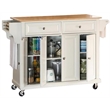 Crosley Furniture Natural Wood Top Kitchen Cart in White/Natural