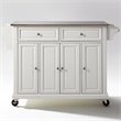 Crosley Furniture Wood/Stainless Steel Kitchen Cart in White/Silver
