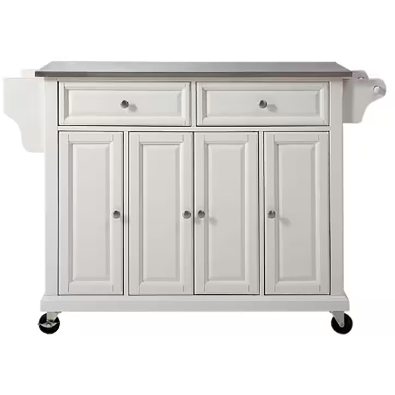 Crosley Furniture Wood/Stainless Steel Kitchen Cart in White/Silver