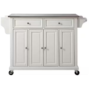 Crosley Furniture Wood/Stainless Steel Kitchen Cart in White/Silver
