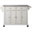 Crosley Furniture Wood/Stainless Steel Kitchen Cart in White/Silver