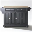 Crosley Furniture Alexandria Natural Wood Top Kitchen Island in Black