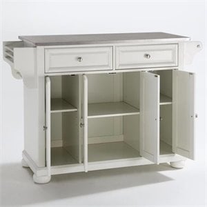Crosley Furniture Alexandria Wood Kitchen Island in White/Silver