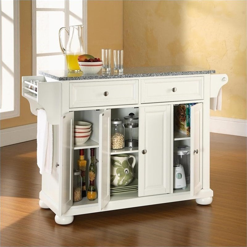 Crosley Furniture Alexandria Wood Kitchen Island in White/Gray
