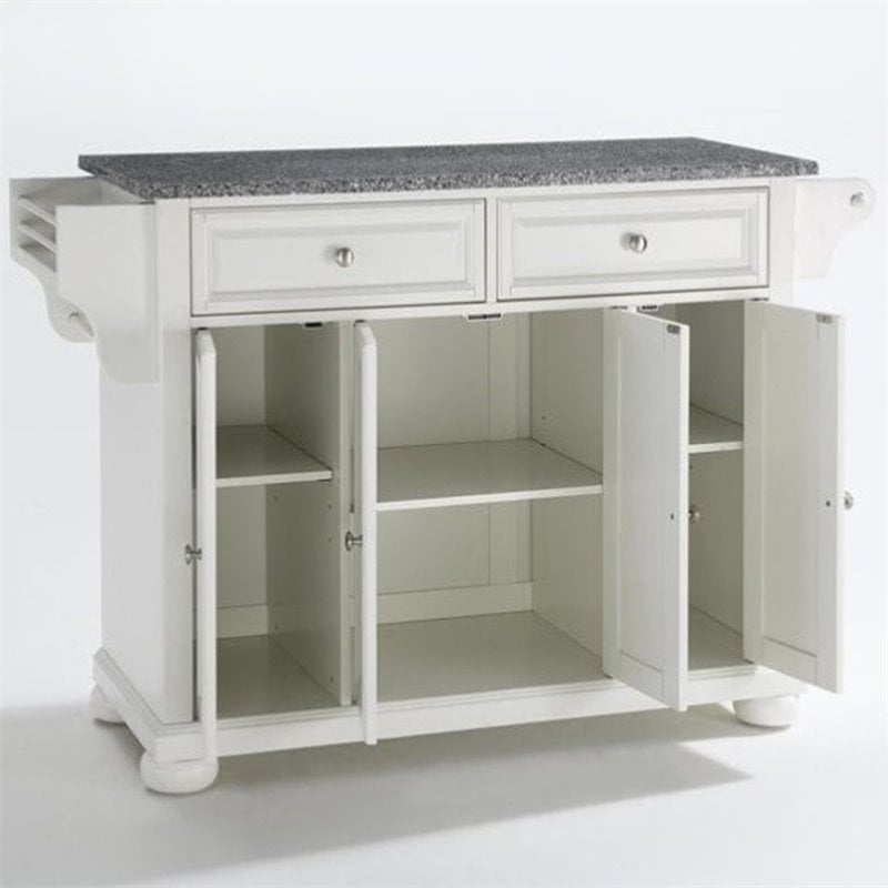 Crosley Furniture Alexandria Wood Kitchen Island in White/Gray