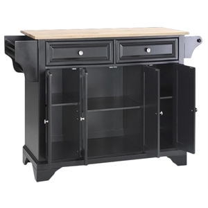 Crosley Furniture LaFayette Natural Wood Top Kitchen Island in Black