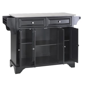 Crosley Furniture LaFayette Wood Kitchen Island in Black & Silver