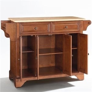 Crosley Furniture LaFayette Natural Wood Top Kitchen Island in Cherry