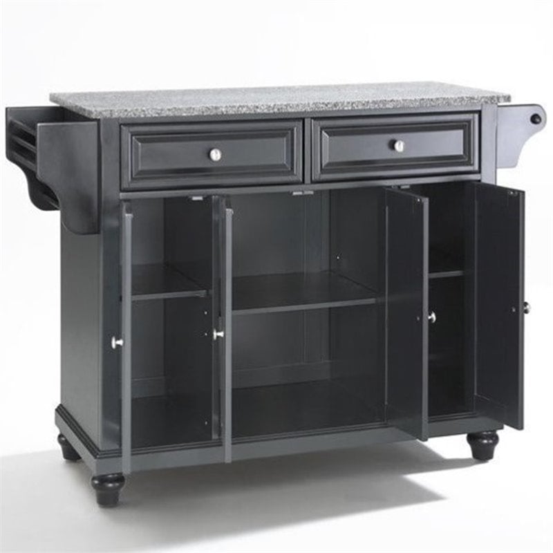 Crosley Furniture Cambridge Solid Granite/Wood Kitchen Island in Black