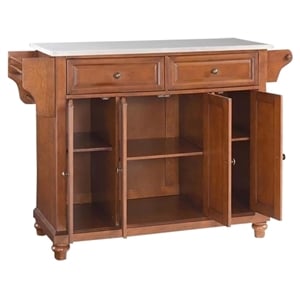 Crosley Furniture Cambridge Wood Kitchen Island in Cherry/Silver