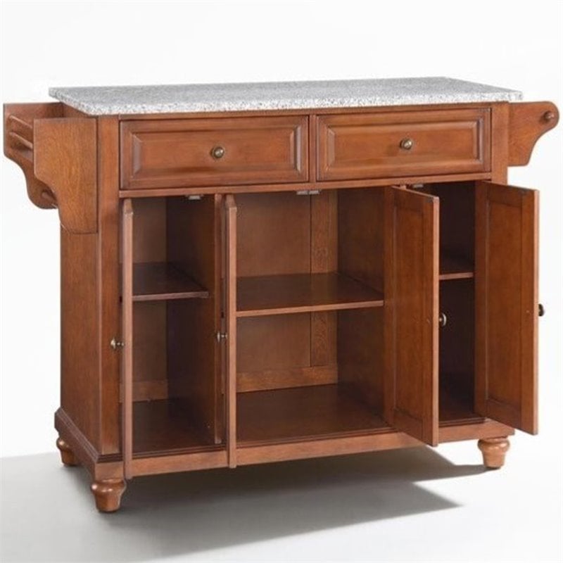 Crosley Furniture Cambridge Wood Kitchen Island in Cherry/Gray