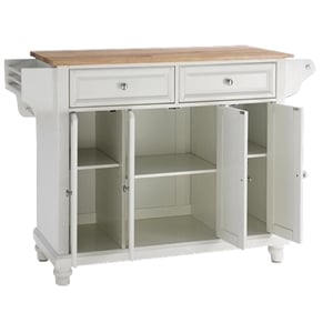 Crosley Furniture Cambridge Natural Wood Top Kitchen Island in White