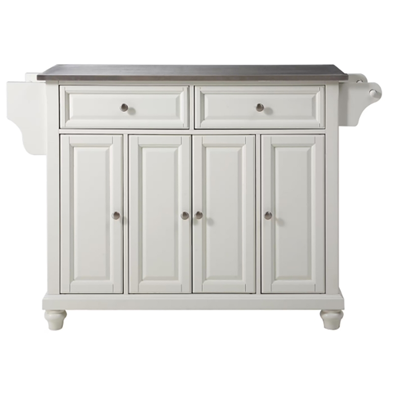 Crosley Furniture Cambridge Wood Kitchen Island in White/Silver