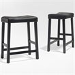 Crosley Furniture 24&quot Wood Faux Leather Saddle Counter Stool in Black (Set of 2)