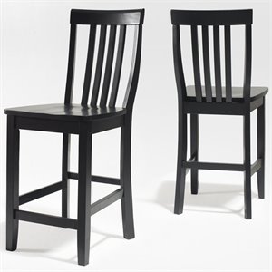 Crosley Furniture 24&quot Wood School House Counter Stool in Black (Set of 2)