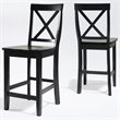 Crosley Furniture 24&quot Wood X Back Counter Stool in Black (Set of 2)