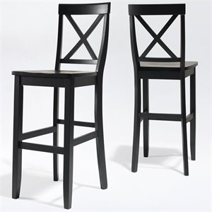 Crosley Furniture 30&quot Wood X Back Bar Stool in Black (Set of 2)
