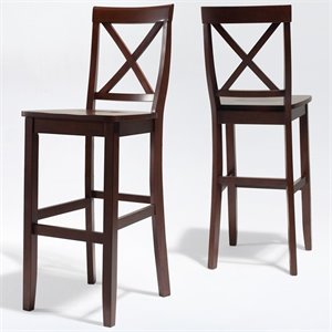 Crosley Furniture 30&quot Wood X Back Bar Stool in Mahogany (Set of 2)