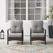 Crosley Furniture Dahlia Traditional Metal Outdoor Armchair in Taupe (Set of 2)