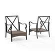 Crosley Furniture Dahlia Traditional Metal Outdoor Armchair in Taupe (Set of 2)