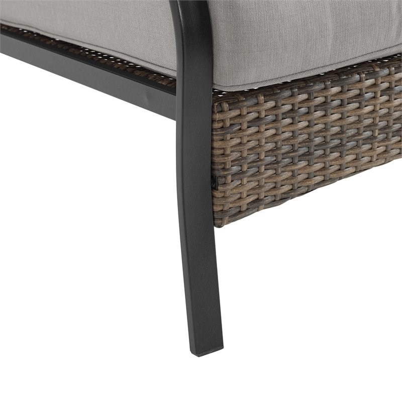 Crosley Furniture Dahlia Traditional Metal Outdoor Armchair in Taupe (Set of 2)