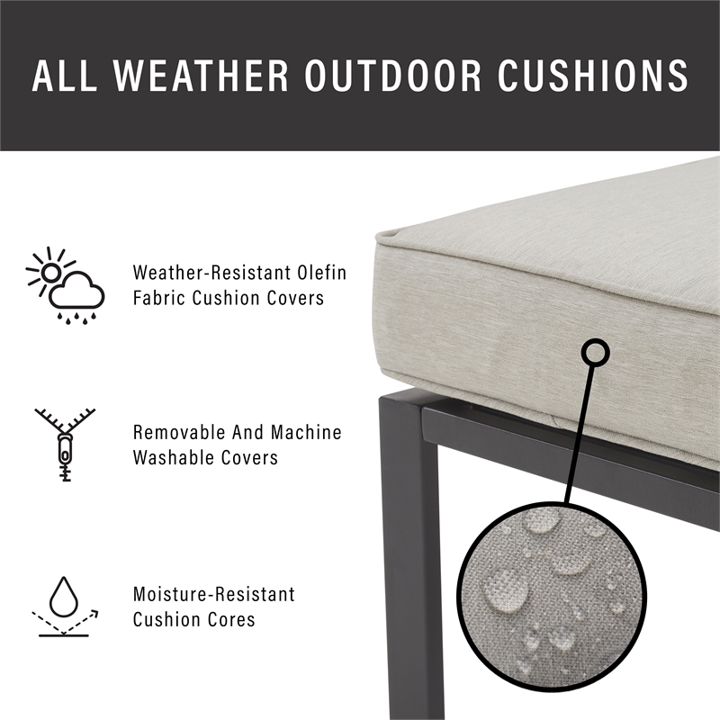 Crosley Furniture Clark Modern Fabric Armless Patio Chair in Taupe/Black