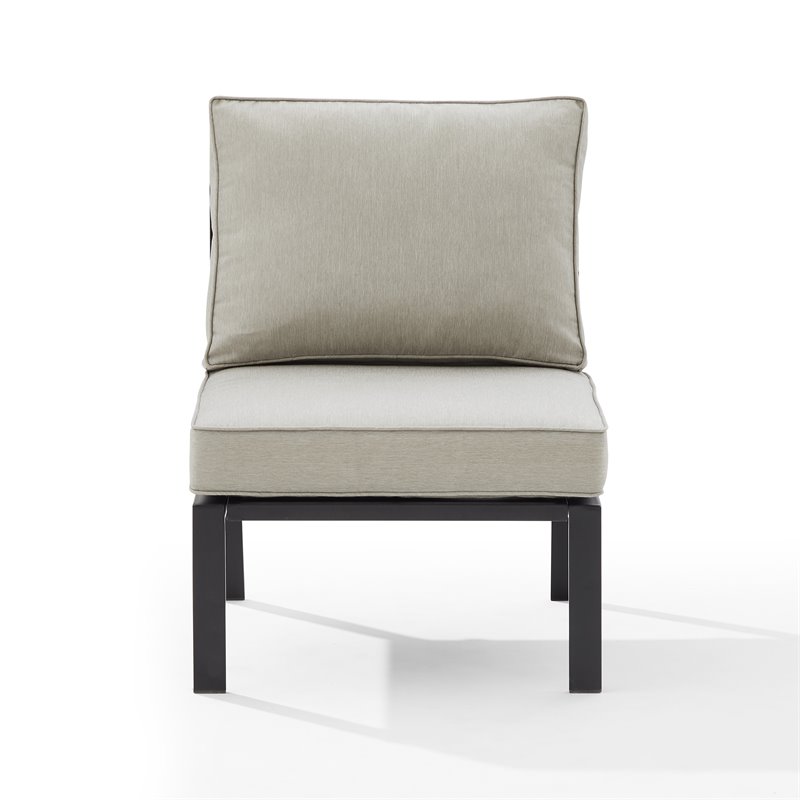 Crosley Furniture Clark Modern Fabric Armless Patio Chair in Taupe/Black