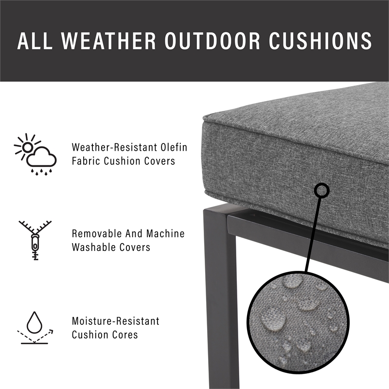 Crosley Furniture Clark Modern Fabric Armless Patio Chair in Charcoal/Black