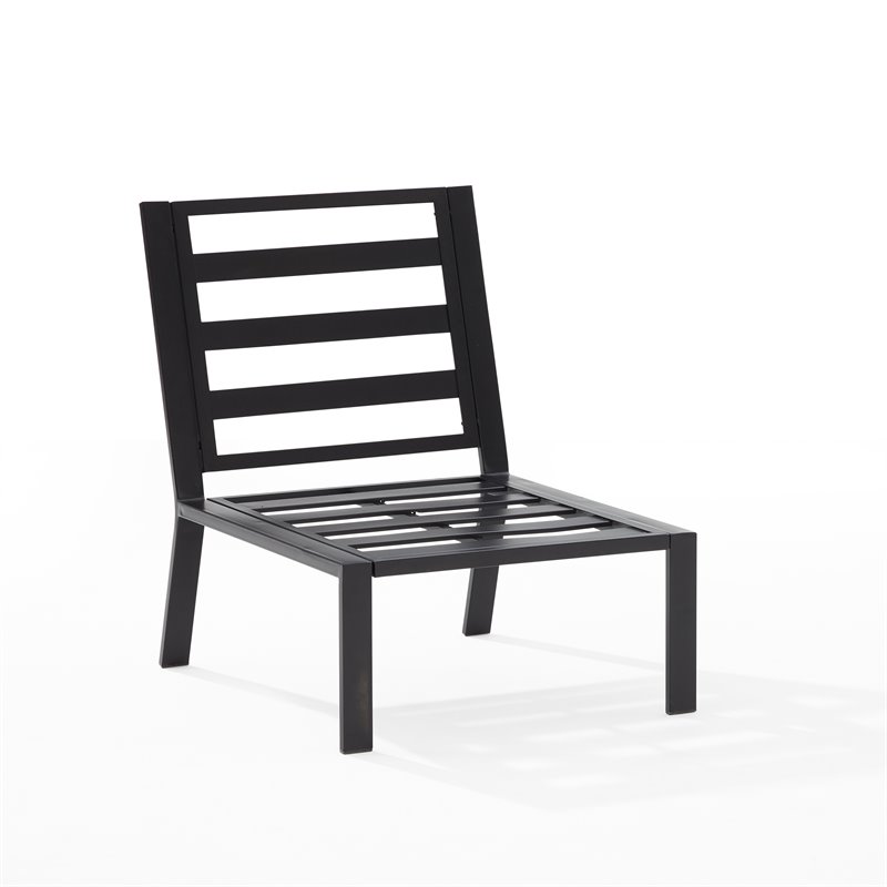 Crosley Furniture Clark Modern Fabric Armless Patio Chair in Charcoal/Black