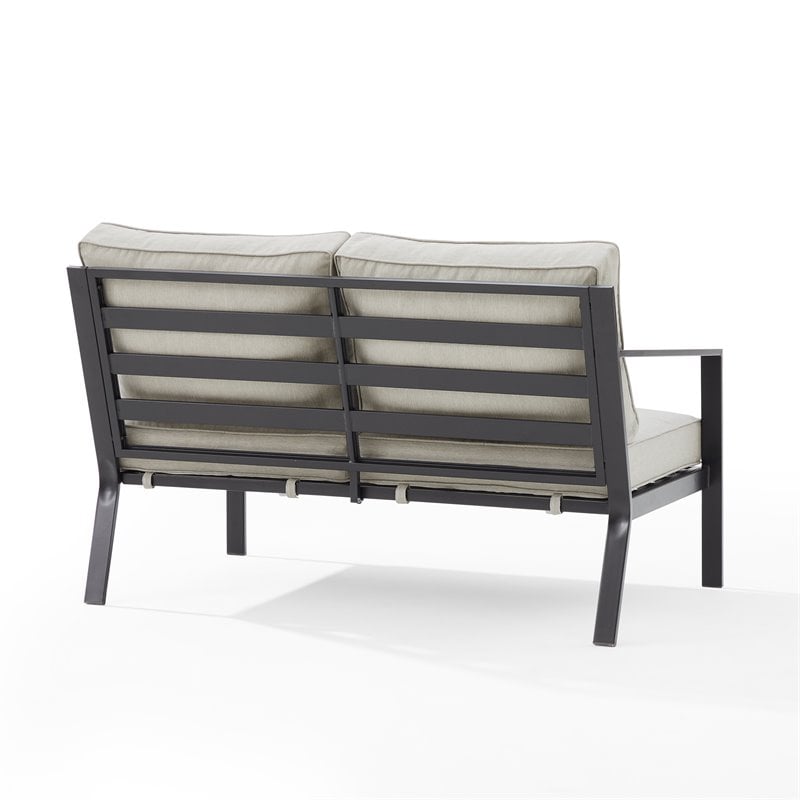 Crosley Furniture Clark Fabric Outdoor Sectional Left Side Loveseat in Taupe