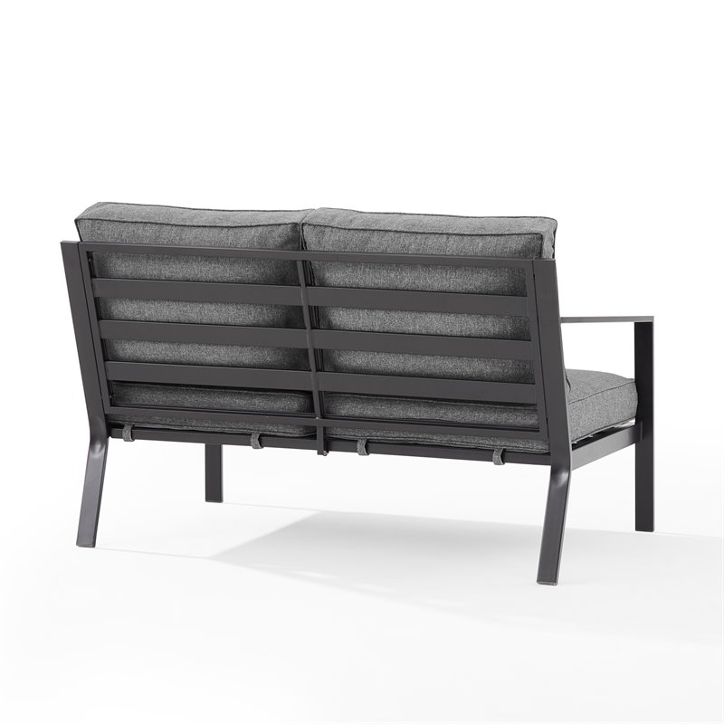 Crosley Furniture Clark Fabric Outdoor Sectional Left Side Loveseat in Charcoal