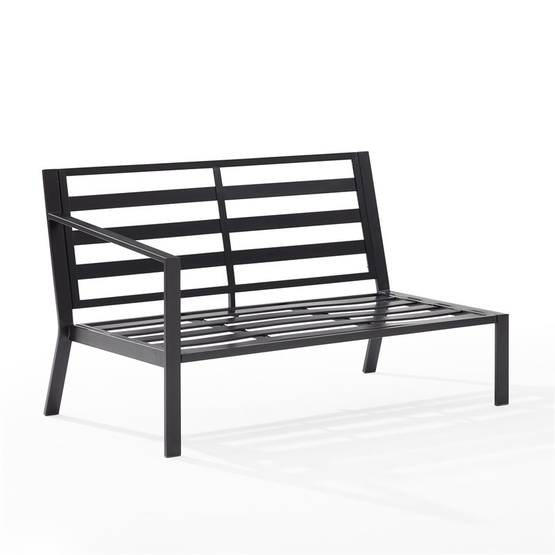 Crosley Furniture Clark Fabric Outdoor Sectional Left Side Loveseat in Charcoal