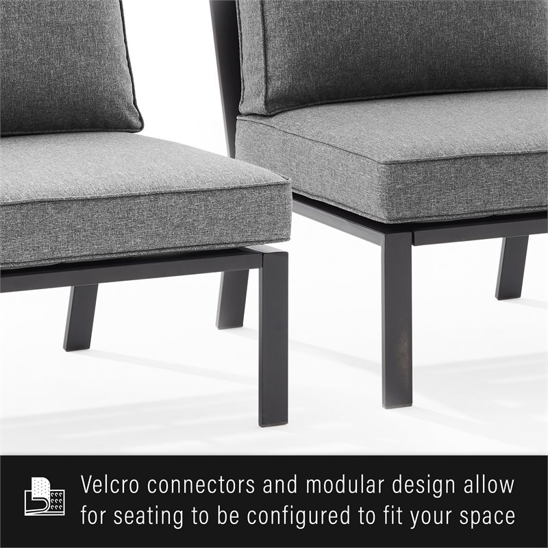 Crosley Furniture Clark Fabric Outdoor Sectional Left Side Loveseat in Charcoal