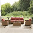 Crosley Furniture Bradenton 5-Piece Fabric Swivel Rocker and Sofa Set in Red