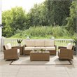 Crosley Furniture Bradenton 5-Piece Fabric Swivel Rocker and Sofa Set in Sand