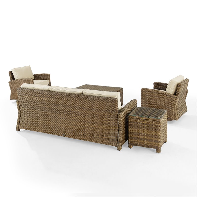 Crosley Furniture Bradenton 5-Piece Fabric Swivel Rocker and Sofa Set in Sand