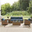 Crosley Furniture Bradenton 5-Piece Fabric Swivel Rocker and Sofa Set in Navy