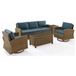 Crosley Furniture Bradenton 5-Piece Fabric Swivel Rocker and Sofa Set in Navy