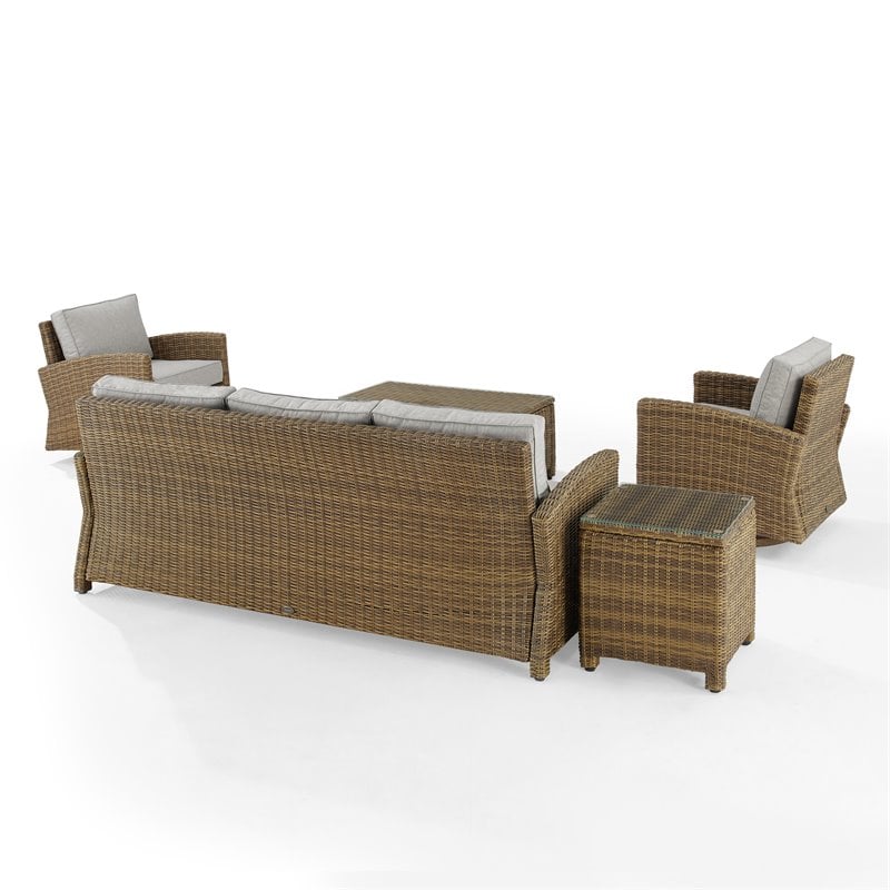 Crosley Furniture Bradenton 5-Piece Fabric Swivel Rocker and Sofa Set in Gray
