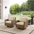 Crosley Furniture Bradenton Fabric Swivel Rocker Chair Set in Sand (Set of 2)