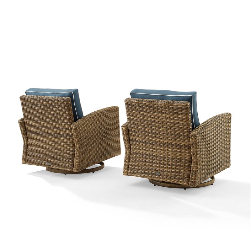 Crosley Furniture Bradenton Fabric Swivel Rocker Chair Set in Navy (Set of 2)