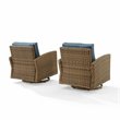 Crosley Furniture Bradenton Fabric Swivel Rocker Chair Set in Navy (Set of 2)