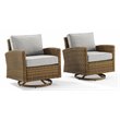 Crosley Furniture Bradenton Fabric Swivel Rocker Chair Set in Gray (Set of 2)