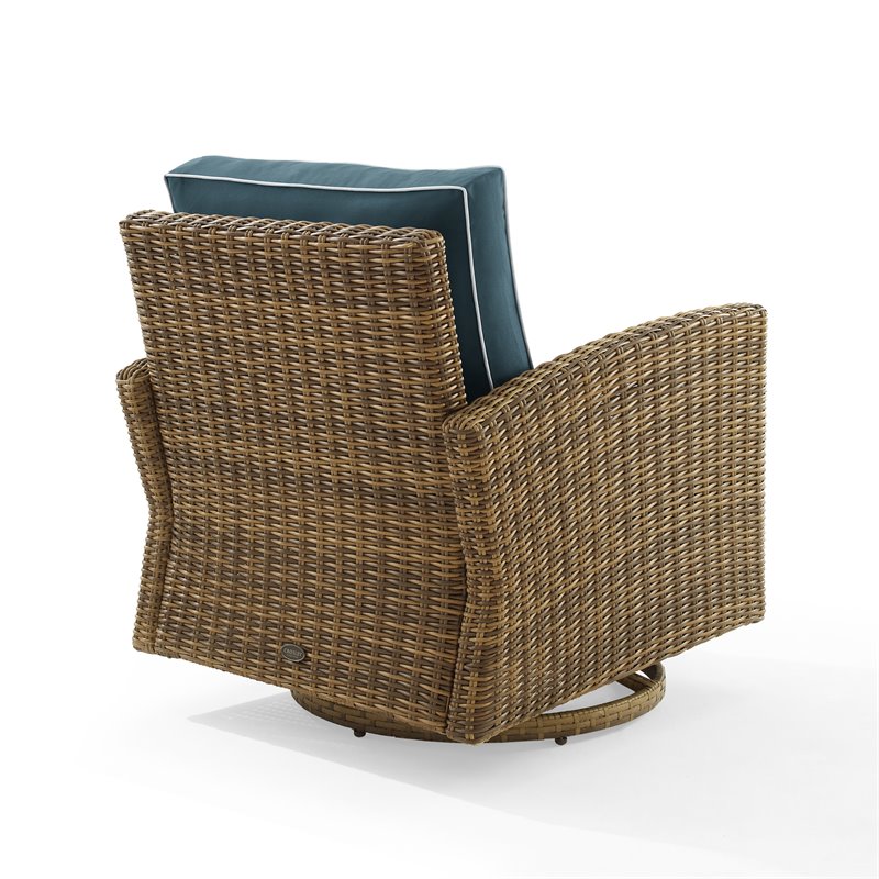 Crosley Furniture Bradenton Fabric Outdoor Swivel Rocker Chair in Navy