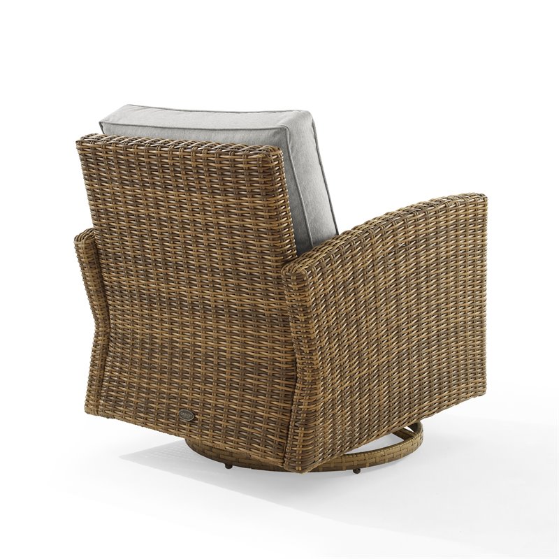 Crosley Furniture Bradenton Fabric Outdoor Swivel Rocker Chair in Gray