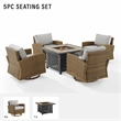 Crosley Furniture Bradenton 5-Pc Fabric Swivel Rocker Conversation Set in Gray