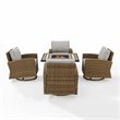 Crosley Furniture Bradenton 5-Pc Fabric Swivel Rocker Conversation Set in Gray