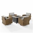 Crosley Furniture Bradenton 5-Pc Fabric Swivel Rocker Conversation Set in Gray