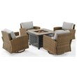 Crosley Furniture Bradenton 5-Pc Fabric Swivel Rocker Conversation Set in Gray
